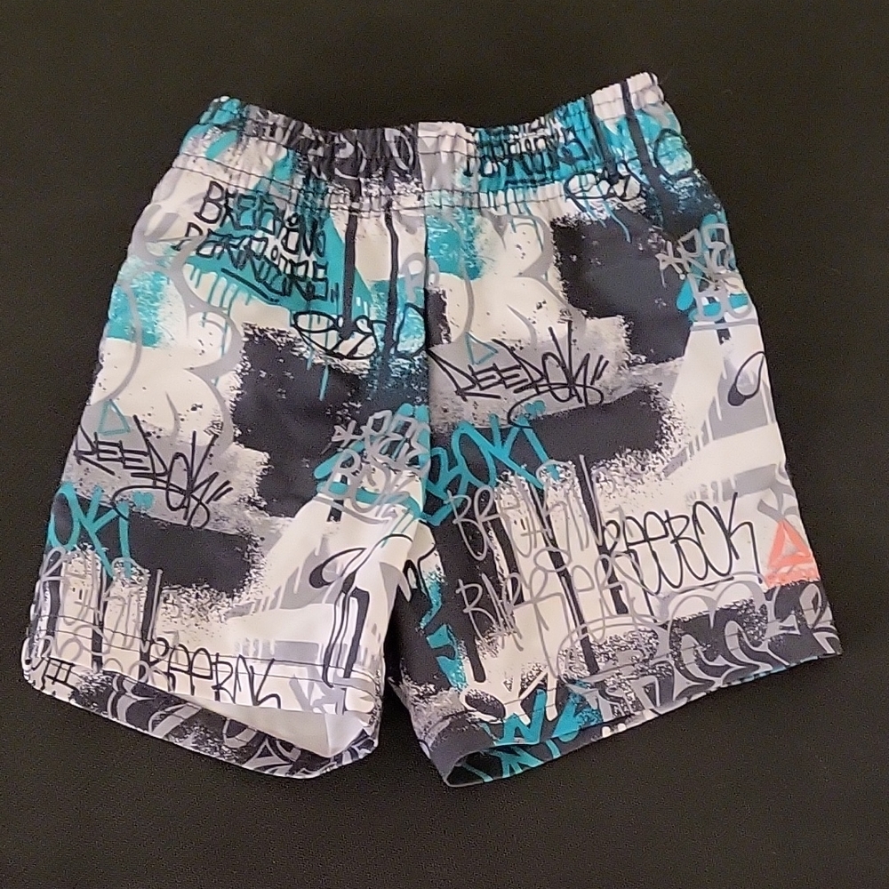 Reebok Kids Graffiti Print Shorts - Black, Gray, Blue